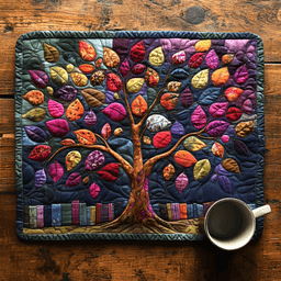 Colorful Tree Of Book Quilted Placemat NCU0DV1239