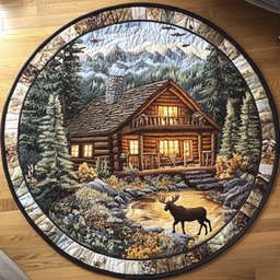 Forest Moose Quilted Round Mat NCU0NT3838