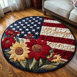 Patriotic Blossoms Quilted Round Mat NCU0NT1284