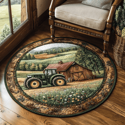 Rural Wheels Quilted Round Mat NCU0DV4696