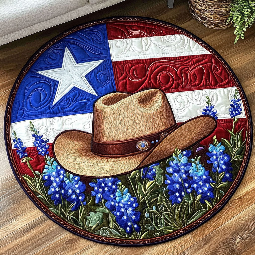 Bluebonnet Circle Quilted Round Mat NCU0NT6228