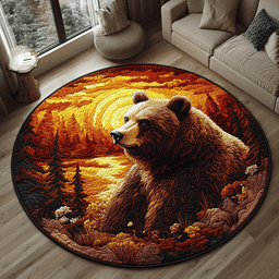 Wild Grizzly Quilted Round Mat NCU0DV3923