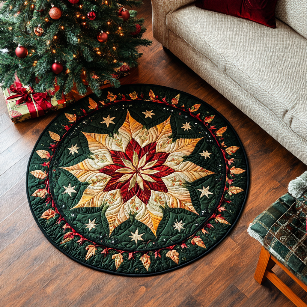 Holiday Cheer Circle Quilted Round Mat NCU0PD838