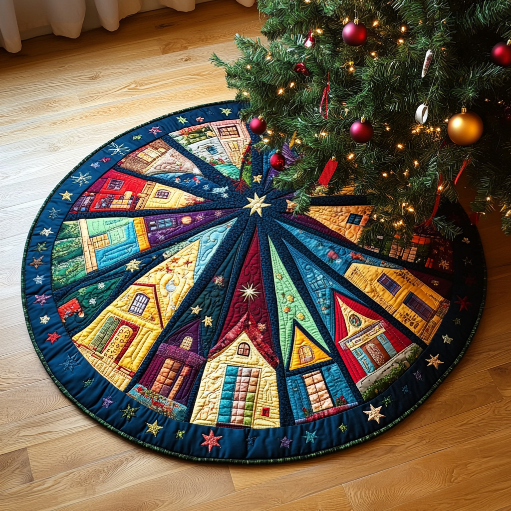 Merry Snowy Delight Quilted Round Mat NCU0PD836