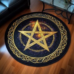 Cosmic Pentagram Quilted Round Mat NCU0PT3362