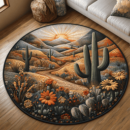 Cactus Garden Quilted Round Mat NCU0DV5106
