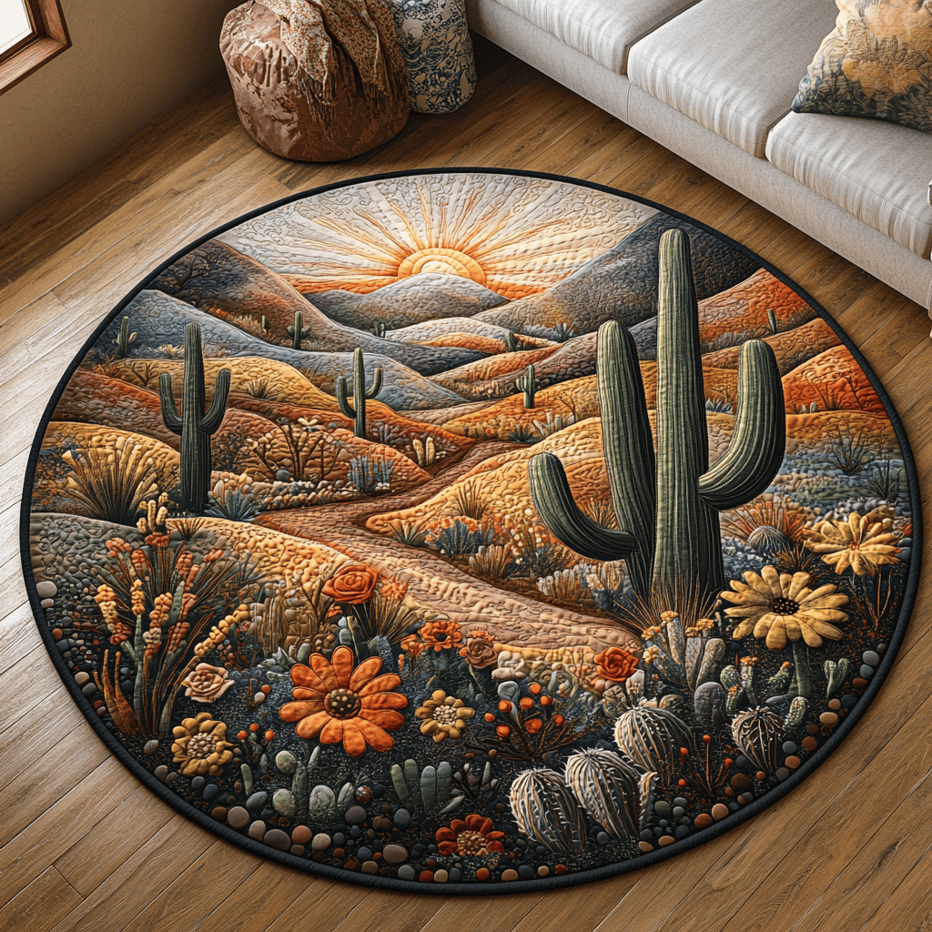 Cactus Garden Quilted Round Mat NCU0DV5106