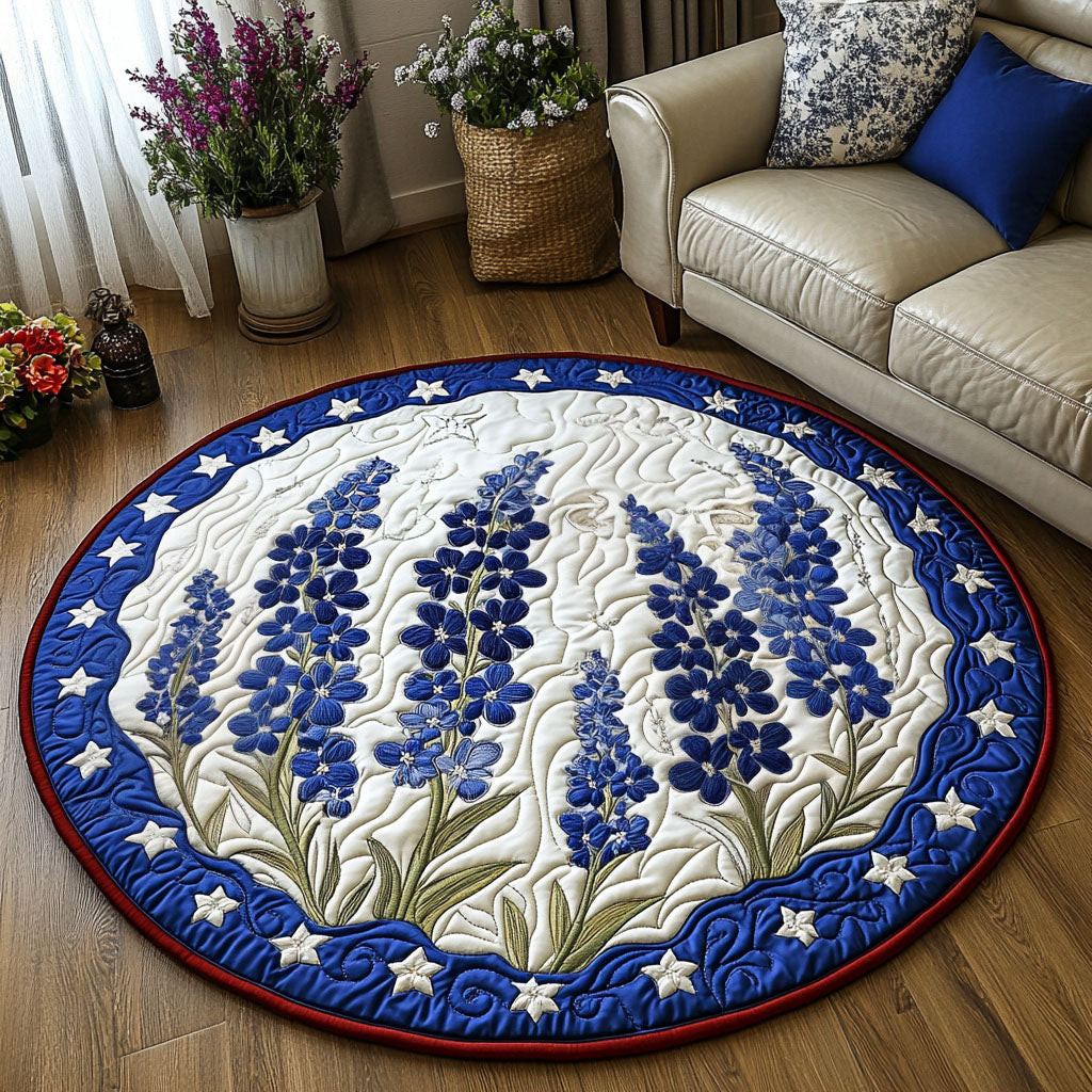 Blue Star Floral Quilted Round Mat NCU0NT6227