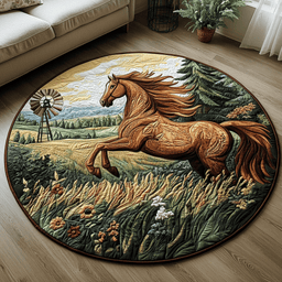 Farm Horse Quilted Round Mat NCU0DV5265