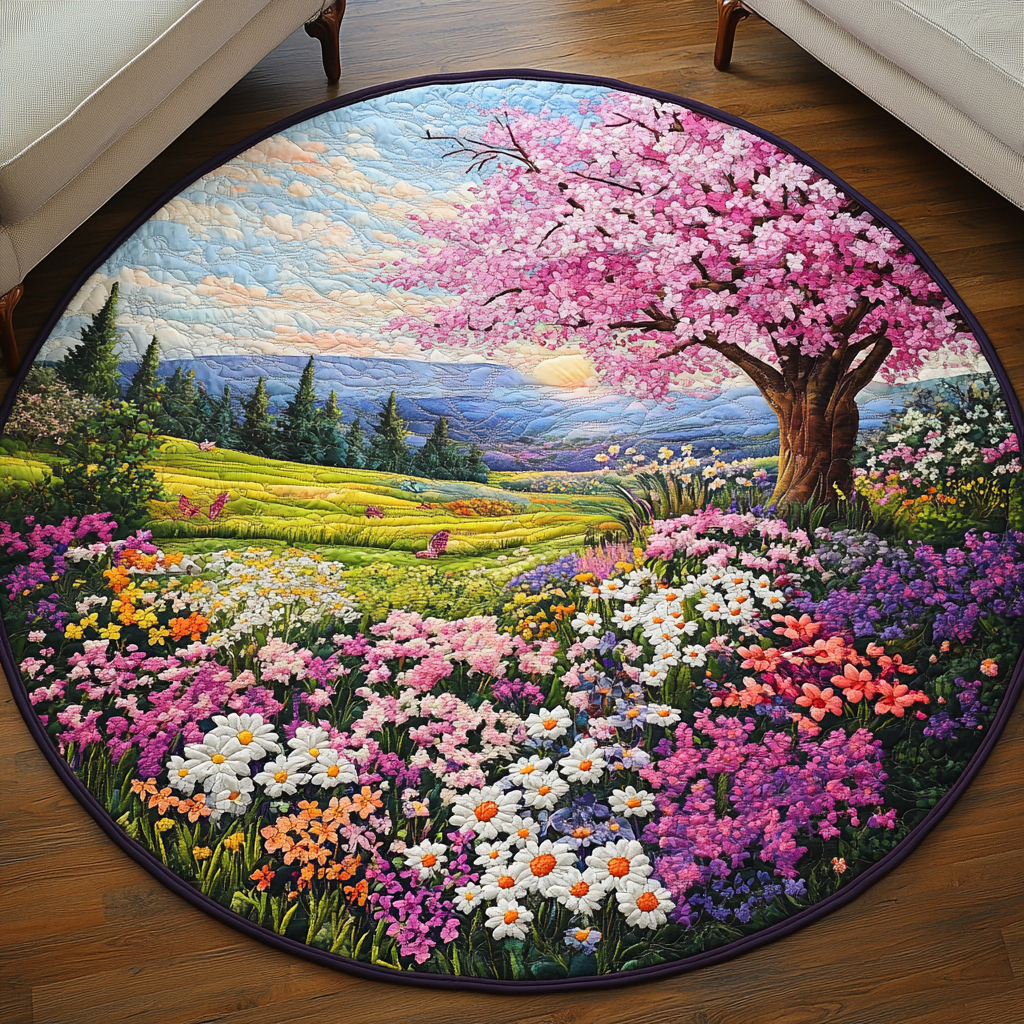 Blossom Meadow Quilted Round Mat NCU0VL1350