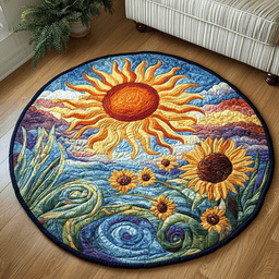 Bright Sunflower Quilted Round Mat NCU0VH4622