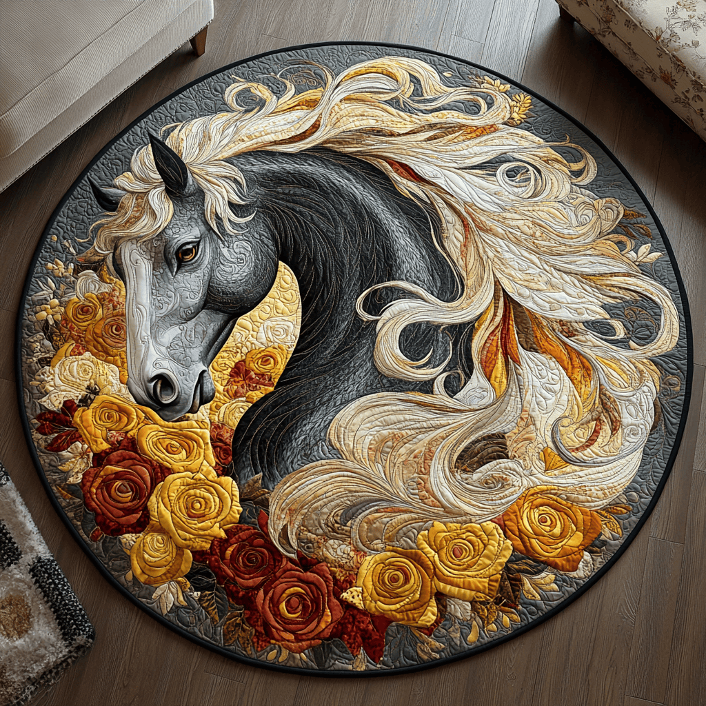 Horse Glory Quilted Round Mat NCU0DV5263