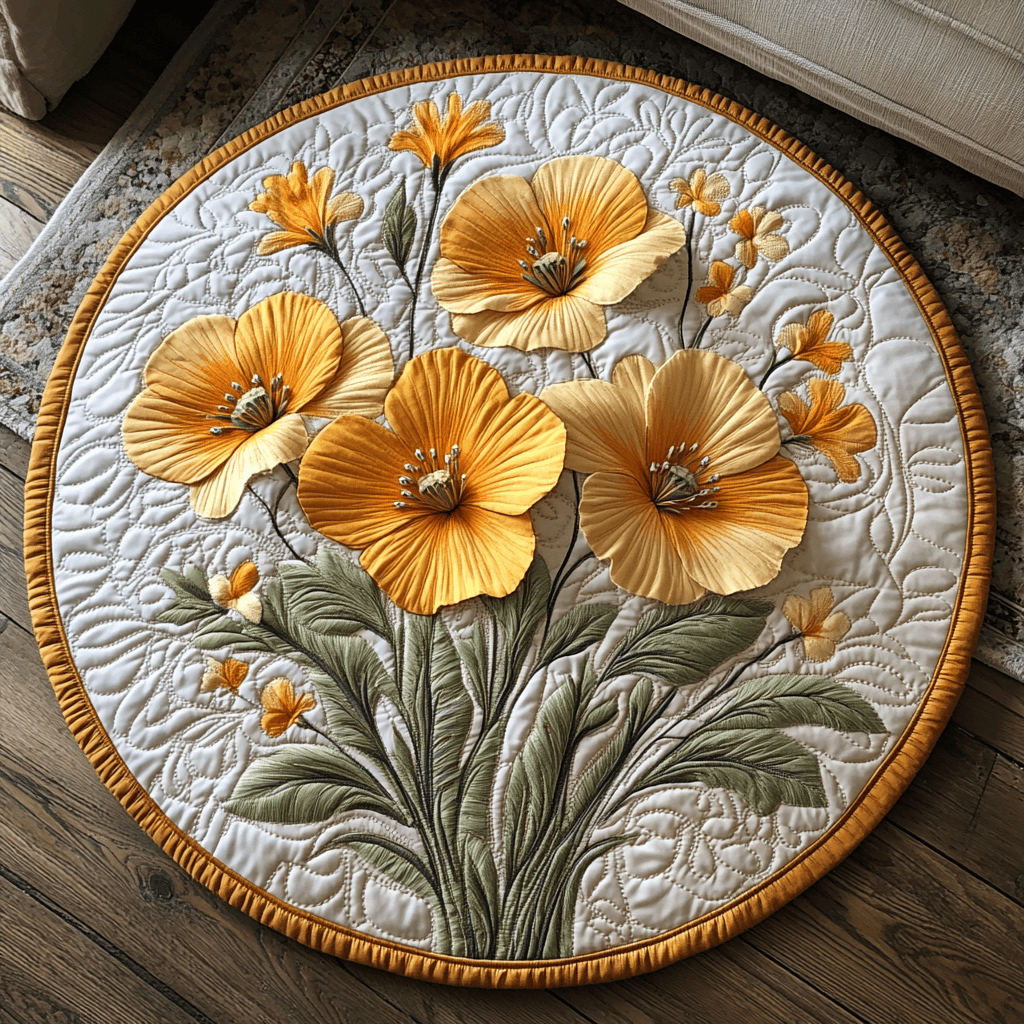 Poppy Charm Quilted Round Mat NCU0DV5192