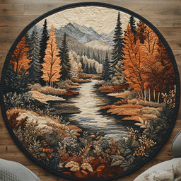 Golden Wood Quilted Round Mat NCU0DV5408