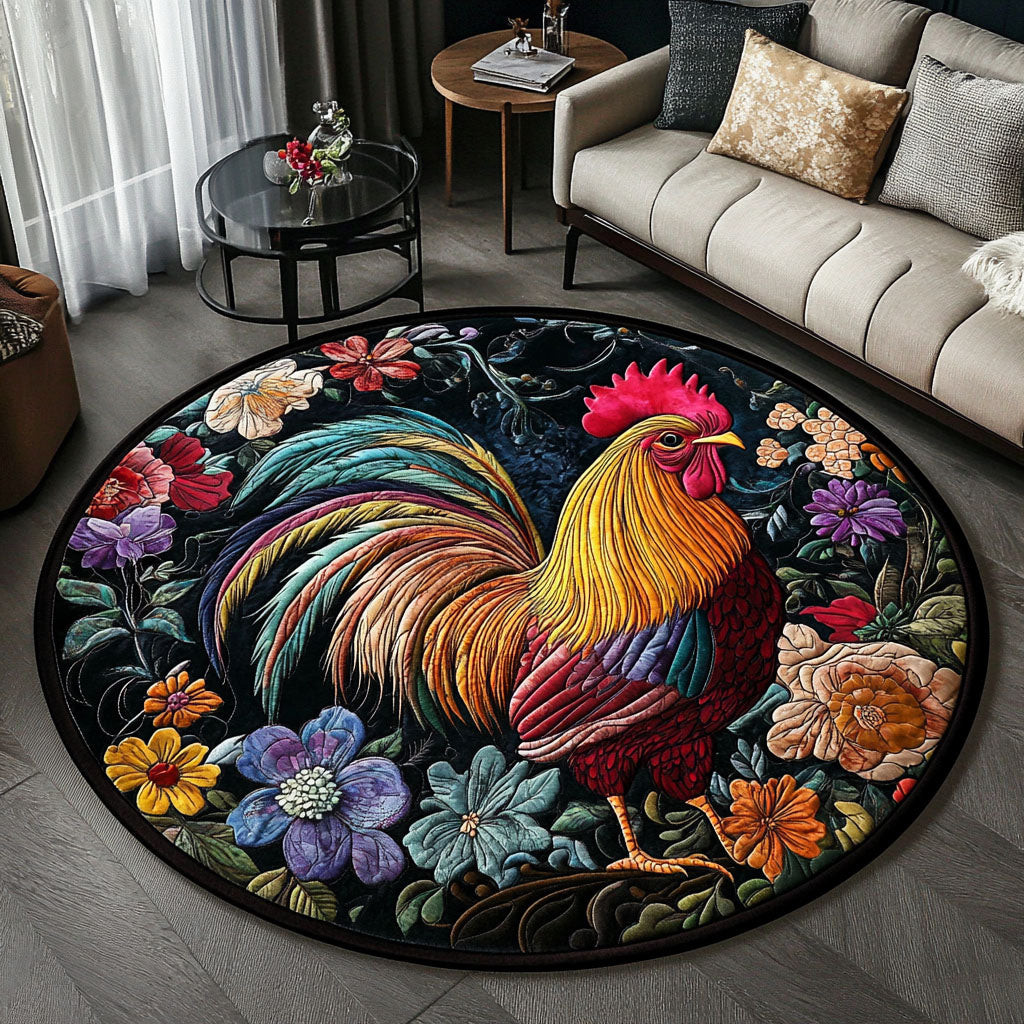 Vibrant Rooster Quilted Round Mat NCU0PT6321