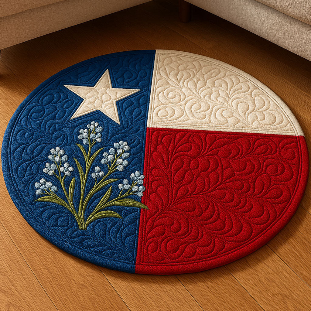 Texas Star Flower Quilted Round Mat NCU0NT6235