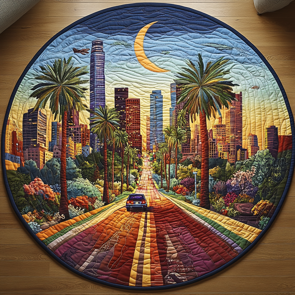 Los Angeles Nights Quilted Round Mat NCU0DV5197