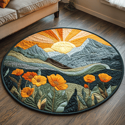 California Poppy Hill Quilted Round Mat NCU0DV5190