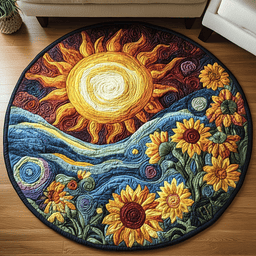 Sunflower Burst Quilted Round Mat NCU0VH4619