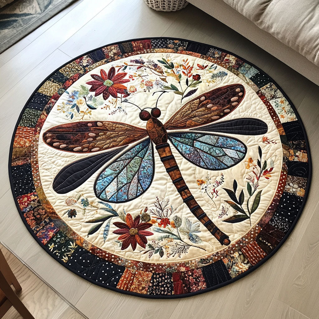 Dragonfly Escape Quilted Round Mat NCU0PT6511