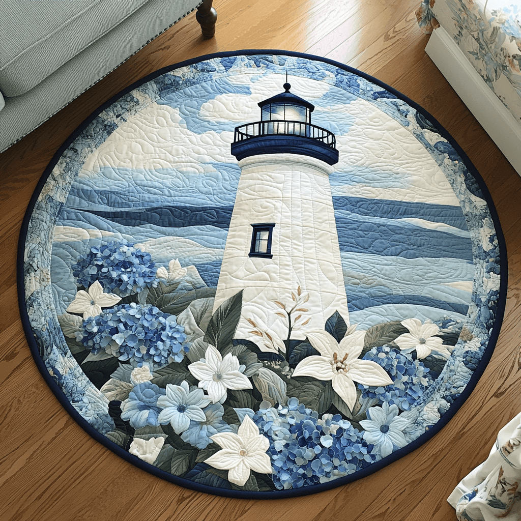 Lighthouse Path Quilted Round Mat NCU0VH4661