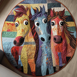 Patchwork Horse Quilted Round Mat NCU0DV5415