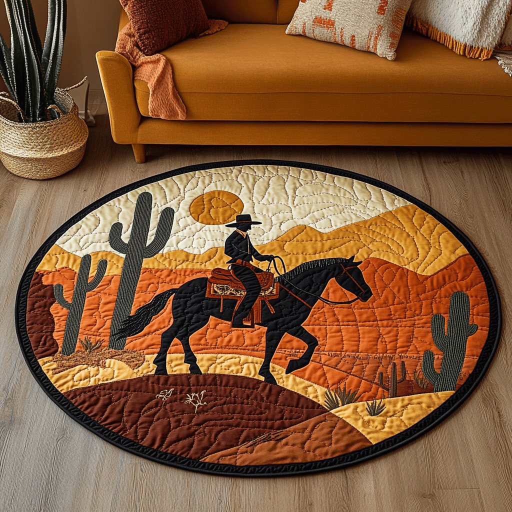 Cowboy Roots Quilted Round Mat NCU0DK7143
