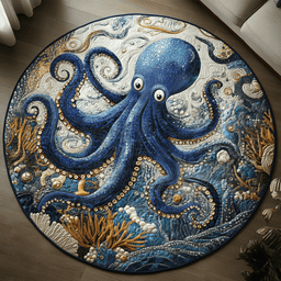Octopus Embrace Quilted Round Mat NCU0DV5242