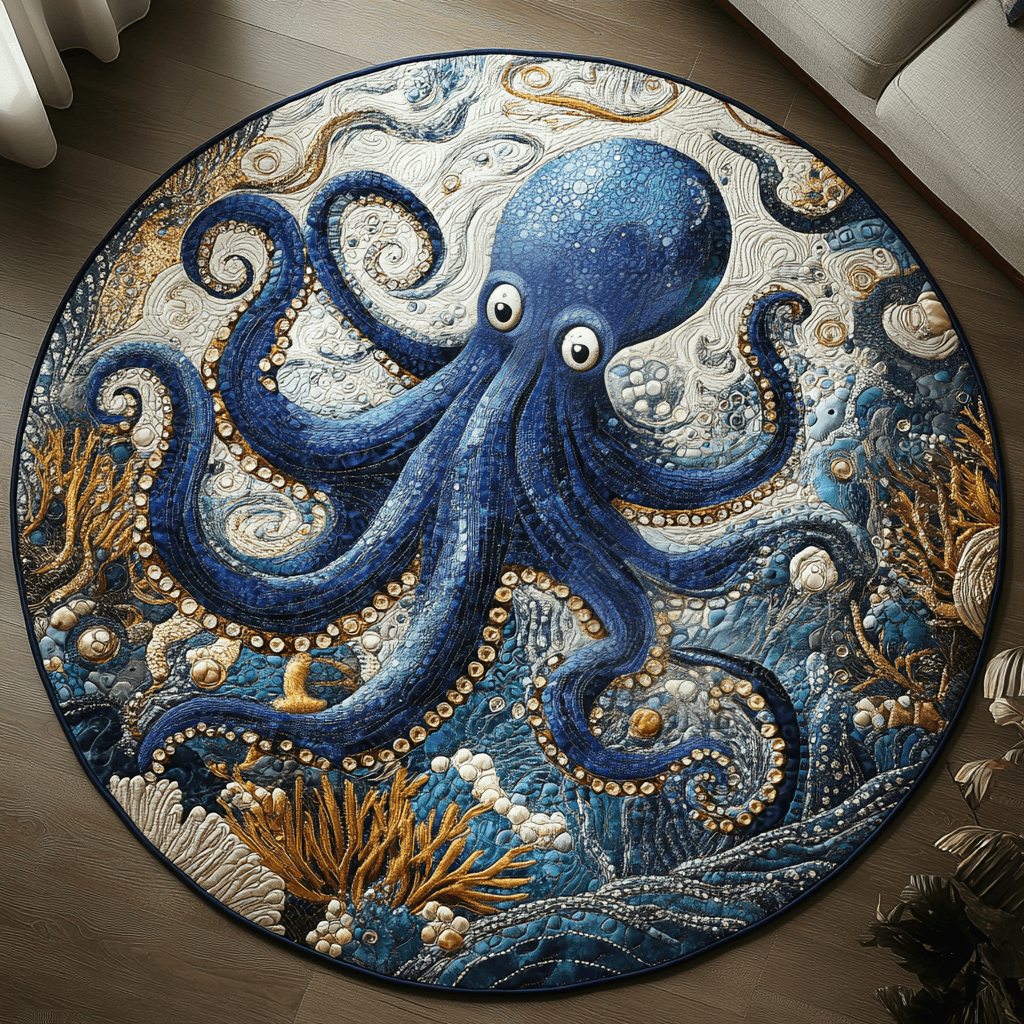 Octopus Embrace Quilted Round Mat NCU0DV5242