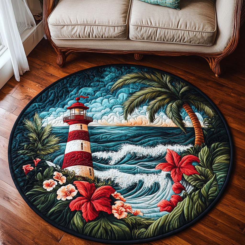 Coastal Bloom Quilted Round Mat NCU0VH4663