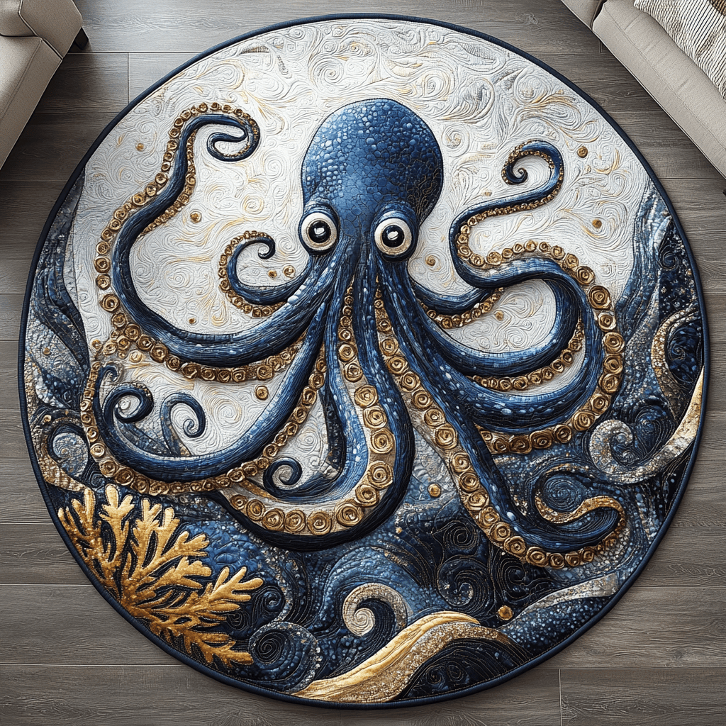 Octopus Dance Quilted Round Mat NCU0DV5247