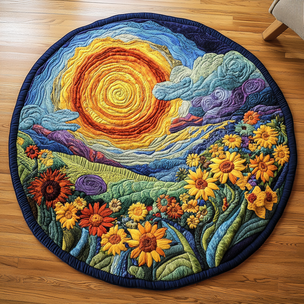 Sunny Petals Quilted Round Mat NCU0VH4621