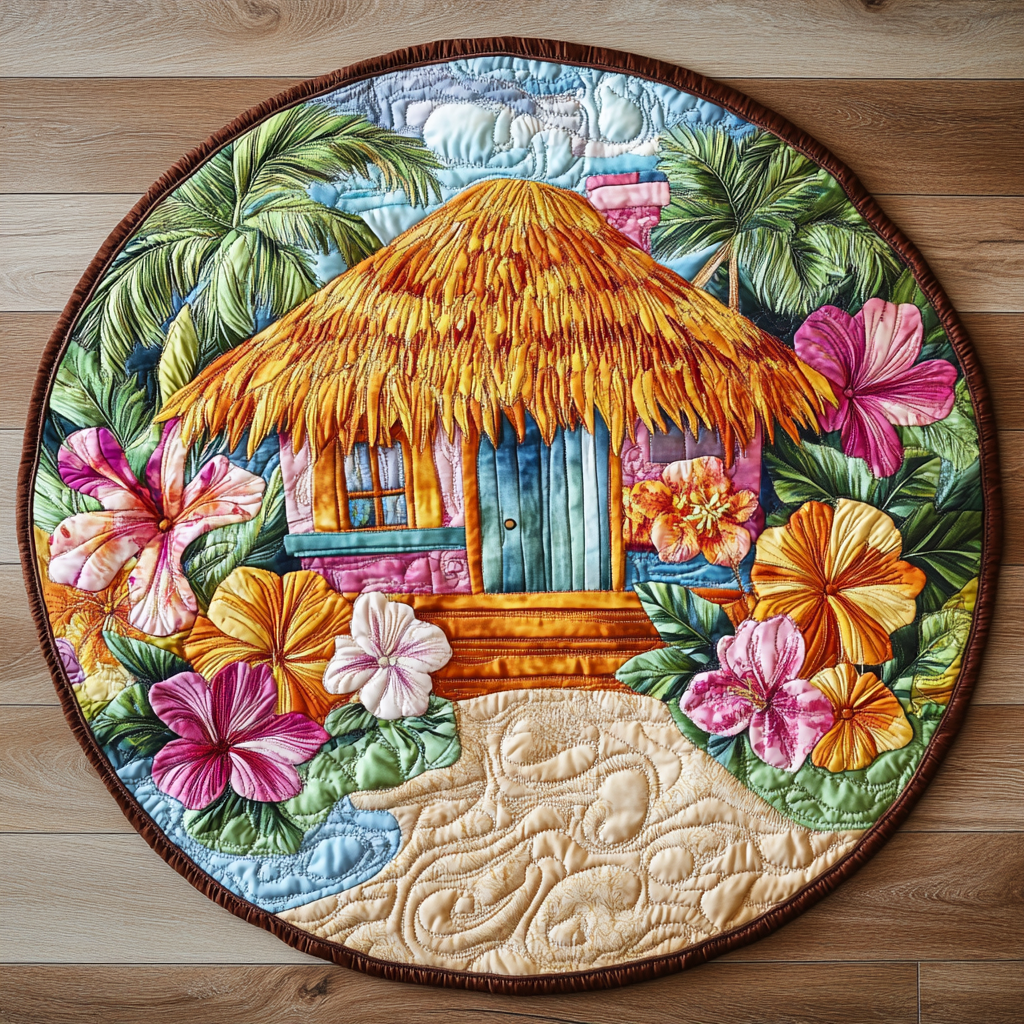 Tropical Cottage Quilted Round Mat NCU0VH4797