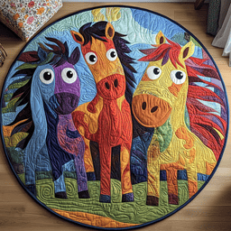 Whimsical Horse Quilted Round Mat NCU0DV5420