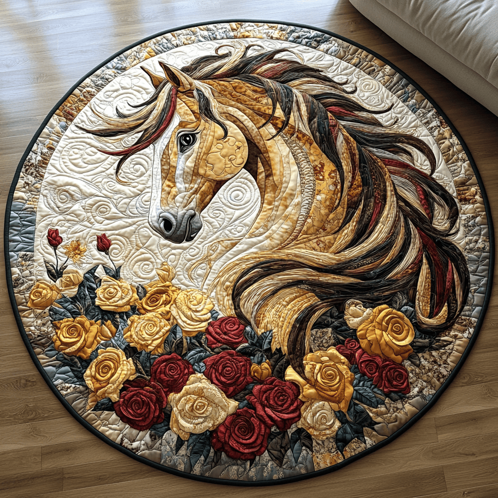 Majestic Horse v2 Quilted Round Mat NCU0DV5261
