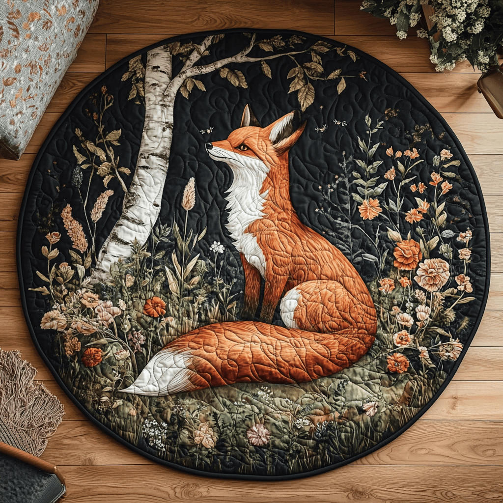 Cozy Fox Quilted Round Mat NCU0VH4879