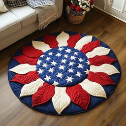 Patriotic Sunflower Quilted Round Mat NCU0NT6615