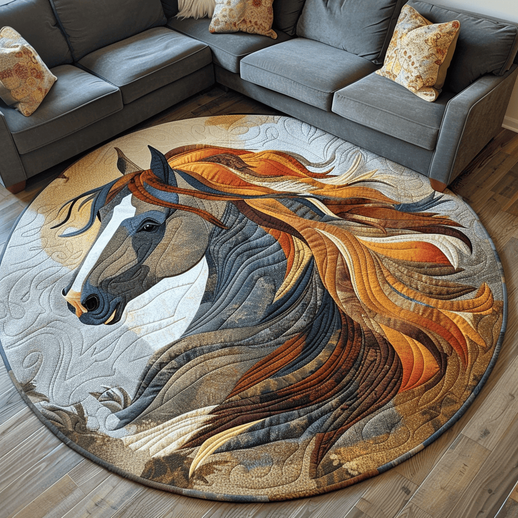 Dynamic Horse Quilted Round Mat NCU0DV5416