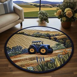 Tractor Landscape Quilted Round Mat NCU0PT6372