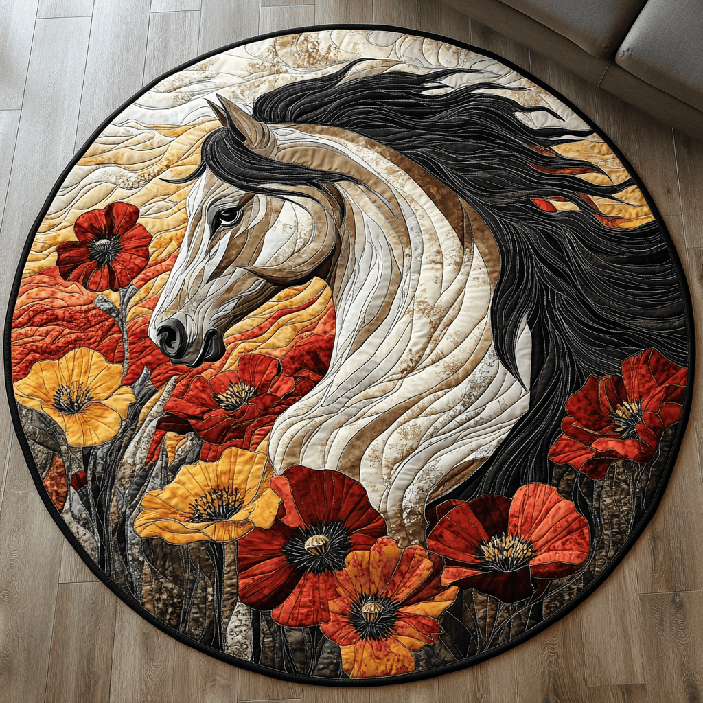 Horse Riding Quilted Round Mat NCU0DV5262