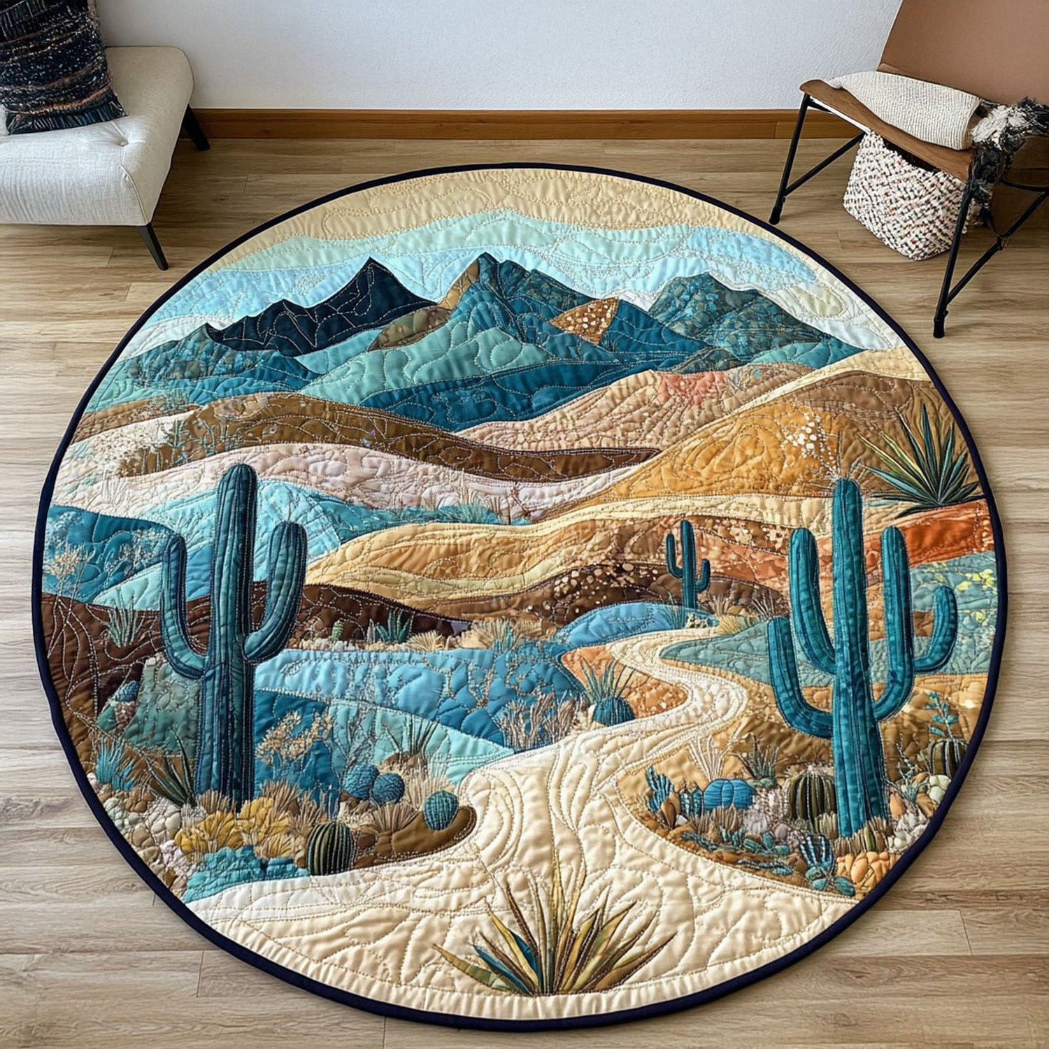 Cactus Vista Quilted Round Mat NCU0PT5493