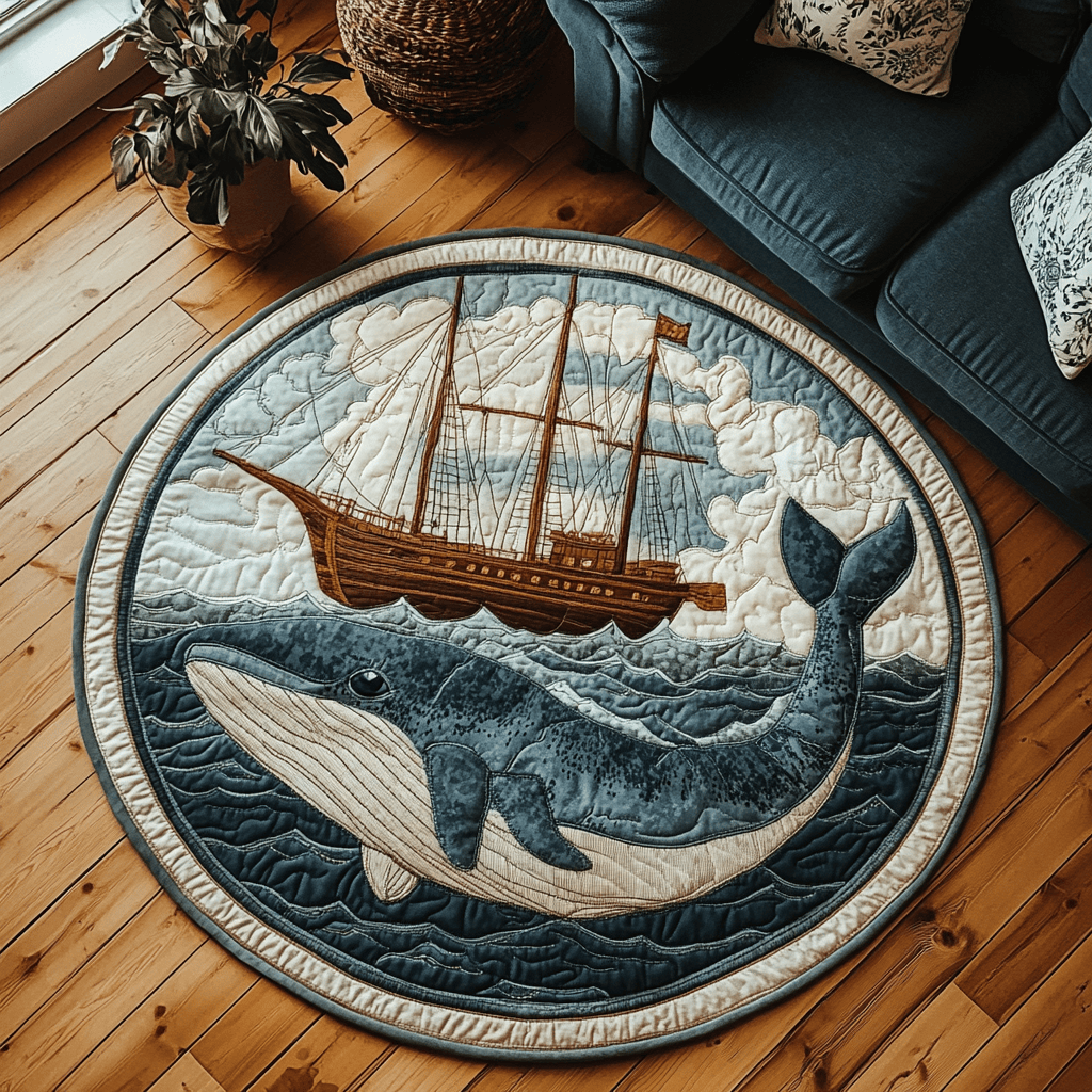 Tidal Grace Quilted Round Mat NCU0DK5755