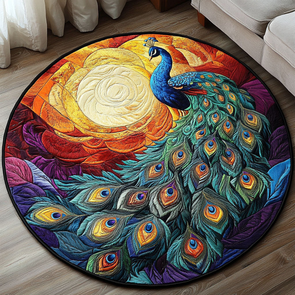 Sunrise Peacock Quilted Round Mat NCU0NT4886