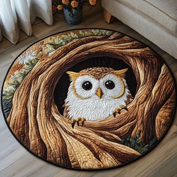 Rustic Night Watcher Quilted Round Mat NCU0PT4801