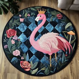 Flamingo Royalty Quilted Round Mat NCU0NT4937