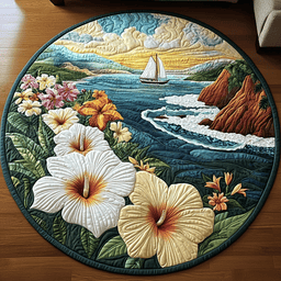 Hibiscus Island Escape Quilted Round Mat NCU0DV4604