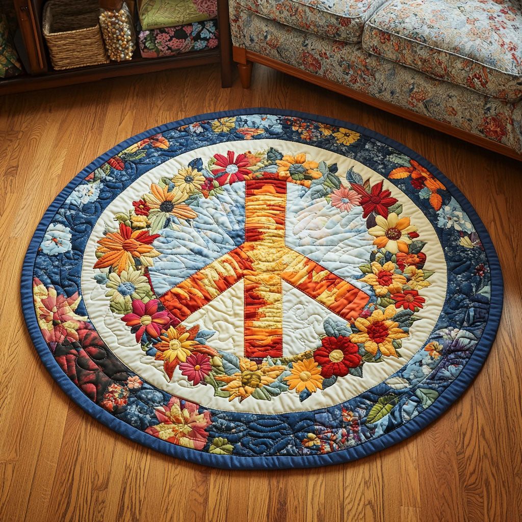 Peace Bloom Quilted Round Mat NCU0NT5005