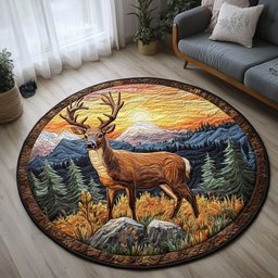 Fading Light Deer Quilted Round Mat NCU0PT5504