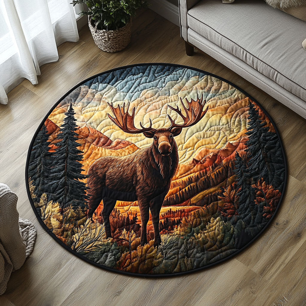 Moonlit Moose Quilted Round Mat NCU0PT5508