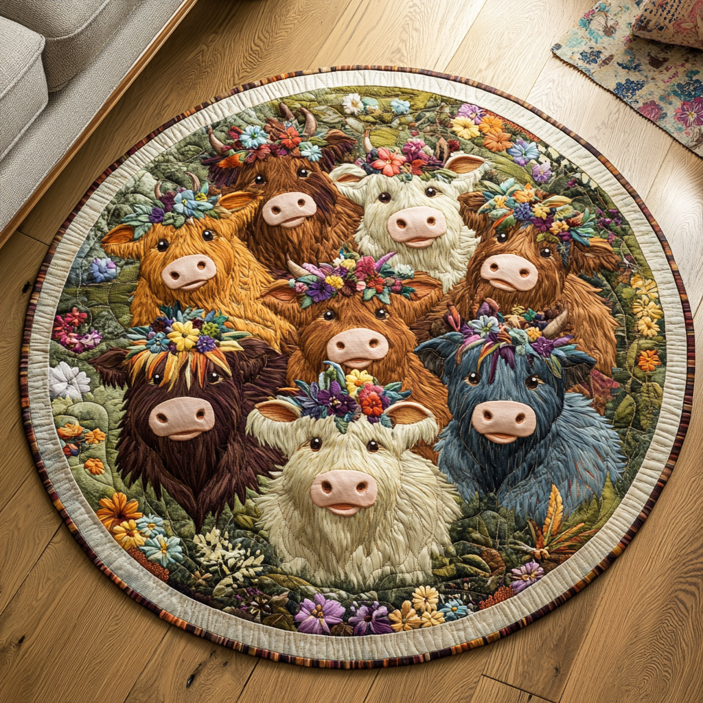 Rustic Bloom Quilted Round Mat NCU0VH4384